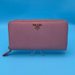 PRADA- light pink Long wallet Zip Around saffiano leather